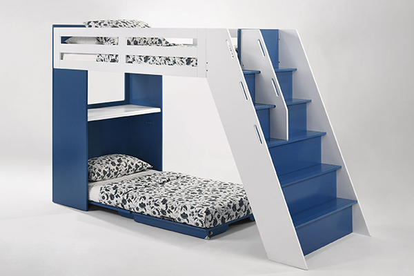 White and Blue Kids Bunk Bed Set